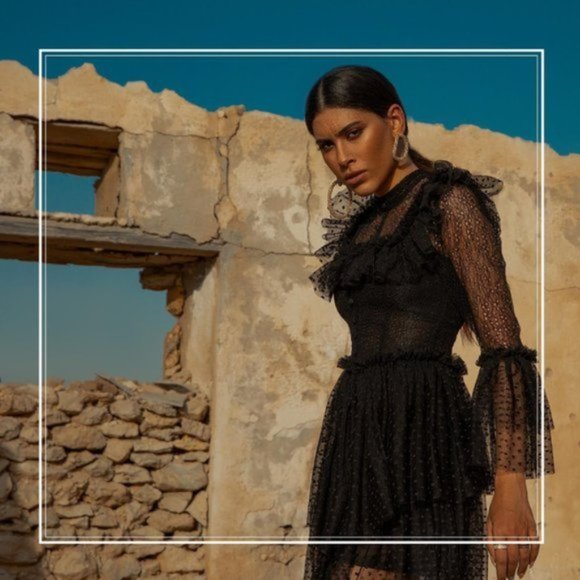 NWT Sandra Mansour x H&M Tulle Lace Black Dress sz S - Picture 9 of 11